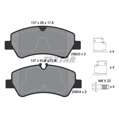 2560301 Piduriklotsi komplekt,ketaspidur TEXTAR