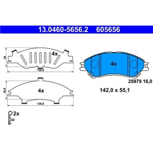 13.0460-5656.2 Bromsbeläggssats, skivbroms ATE - Top1autovaruosad