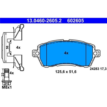 13.0460-2605.2 Brake Pad Set, disc brake ATE