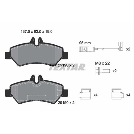 2919001 Piduriklotsi komplekt,ketaspidur TEXTAR