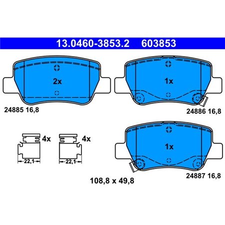 13.0460-3853.2 Bromsbeläggssats, skivbroms ATE