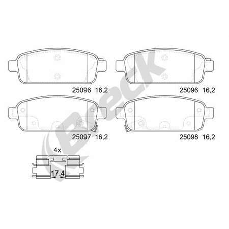 25096 00 704 20 Brake Pad Set, disc brake BRECK