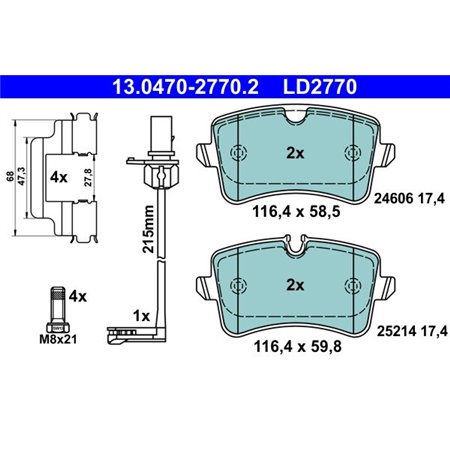 13.0470-2770.2 Brake Pad Set, disc brake ATE