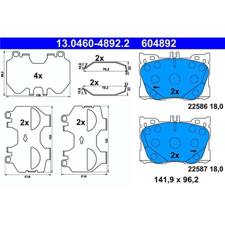 13.0460-4892.2 Brake Pad Set, disc brake ATE