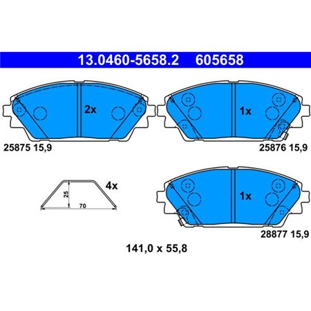 13.0460-5658.2 Brake Pad Set, disc brake ATE