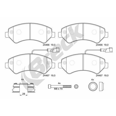 24467 00 703 10 Bromsbeläggssats, skivbroms BRECK