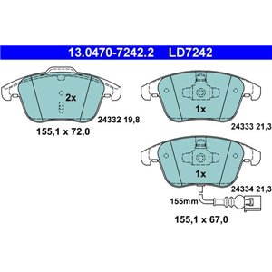 13.0470-7242.2 Piduriklotsi komplekt,ketaspidur ATE - Top1autovaruosad