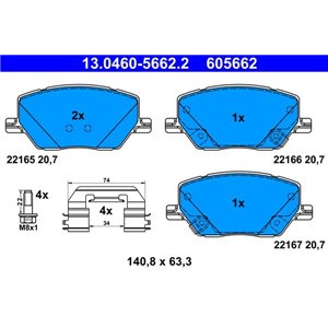 13.0460-5662.2 Bromsbeläggssats, skivbroms ATE - Top1autovaruosad