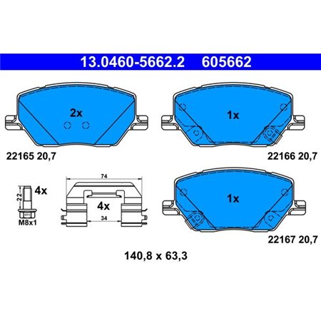 13.0460-5662.2 Brake Pad Set, disc brake ATE