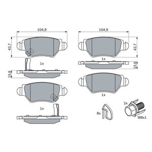 0 986 494 014 Комплект тормозных колодок, дисковый тормоз BOSCH - Top1autovaruosad