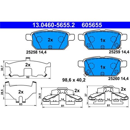 13.0460-5655.2 Brake Pad Set, disc brake ATE