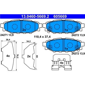 13.0460-5669.2 Комплект тормозных колодок, дисковый тормоз ATE     