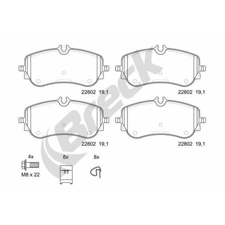 22802 00 703 00 Brake Pad Set, disc brake BRECK