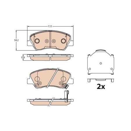 GDB3630 Piduriklotsi komplekt,ketaspidur TRW