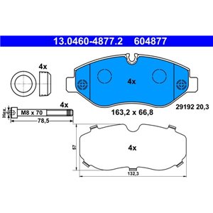 13.0460-4877.2 Комплект тормозных колодок, дисковый тормоз ATE - Top1autovaruosad