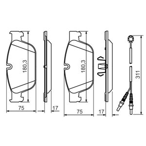 0 986 494 526 Комплект тормозных колодок, дисковый тормоз BOSCH     