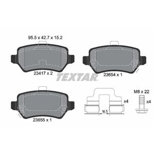 2341703 TEXTAR Piduriklotside komplekt, ketaspidur     