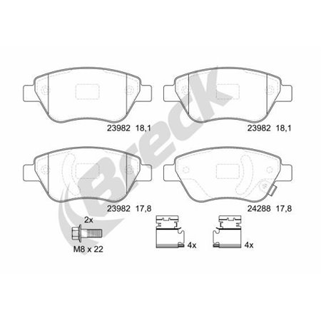 23982 00 702 10 Brake Pad Set, disc brake BRECK