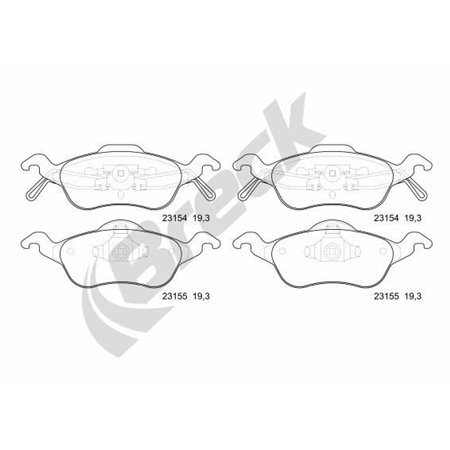 23154 00 702 00 Piduriklotsi komplekt,ketaspidur BRECK