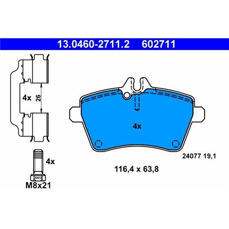 13.0460-2711.2 Brake Pad Set, disc brake ATE