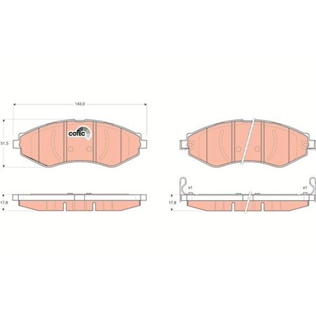 GDB3347 Piduriklotsi komplekt,ketaspidur TRW