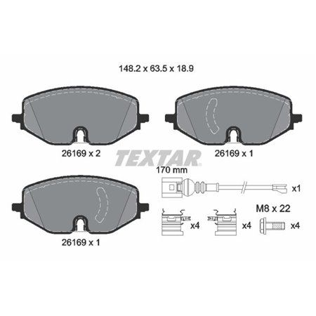 2616901 Piduriklotsi komplekt,ketaspidur TEXTAR