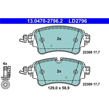 13.0470-2796.2 Brake Pad Set, disc brake ATE