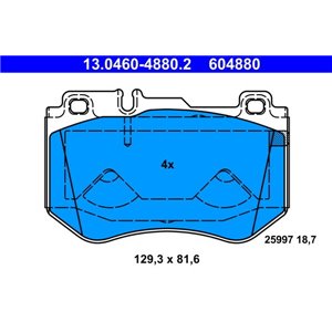 13.0460-4880.2 Комплект тормозных колодок, дисковый тормоз ATE - Top1autovaruosad