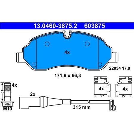 13.0460-3875.2 Brake Pad Set, disc brake ATE