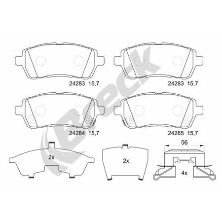 24283 00 702 10 Brake Pad Set, disc brake BRECK