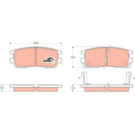 GDB1127 Piduriklotsi komplekt,ketaspidur TRW