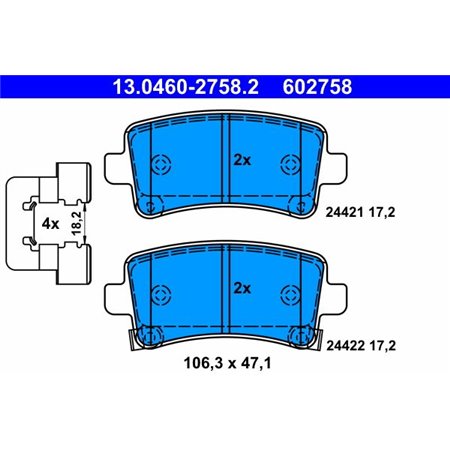 13.0460-2758.2 Brake Pad Set, disc brake ATE