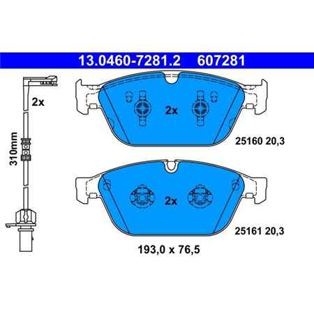 13.0460-7281.2 Brake Pad Set, disc brake ATE