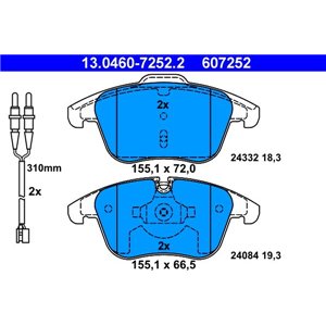 13.0460-7252.2 Комплект тормозных колодок, дисковый тормоз ATE     
