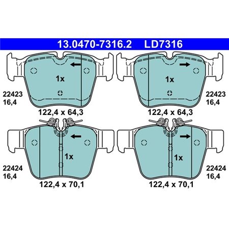 13.0470-7316.2 Bromsbeläggssats, skivbroms ATE