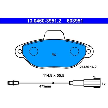 13.0460-3951.2 Brake Pad Set, disc brake ATE