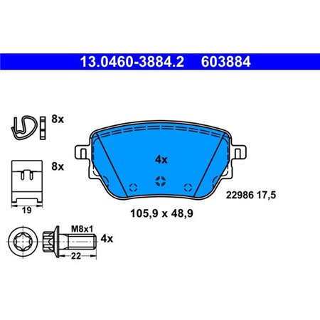 13.0460-3884.2 Brake Pad Set, disc brake ATE