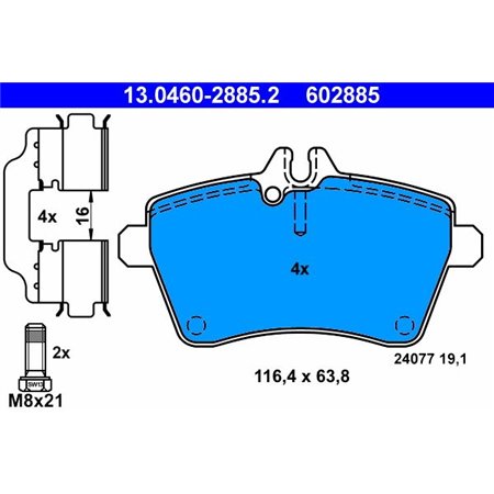 13.0460-2885.2 Brake Pad Set, disc brake ATE