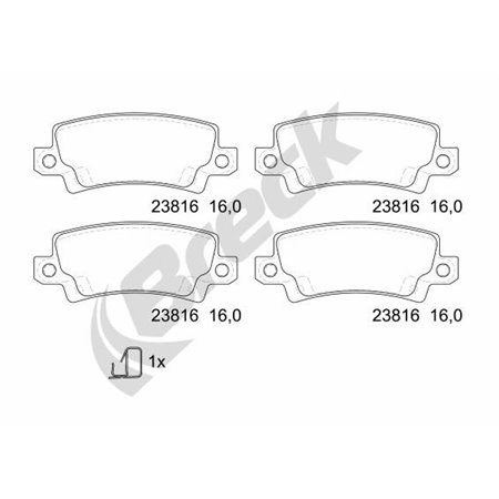 23816 00 704 10 Комплект тормозных колодок, дисковый тормоз BRECK