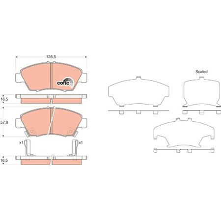 GDB3375 Piduriklotsi komplekt,ketaspidur TRW