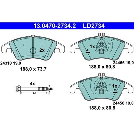 13.0470-2734.2 Brake Pad Set, disc brake ATE