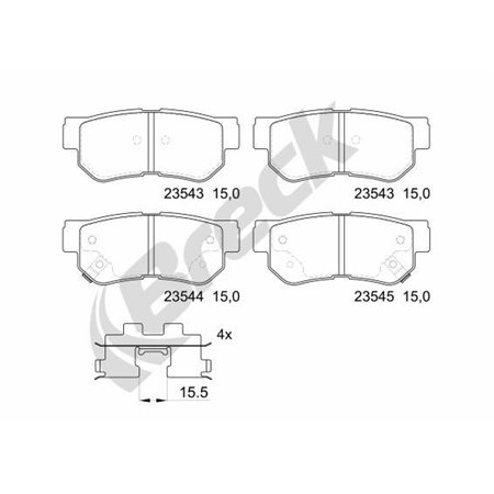 23543 00 704 10 Piduriklotsi komplekt,ketaspidur BRECK