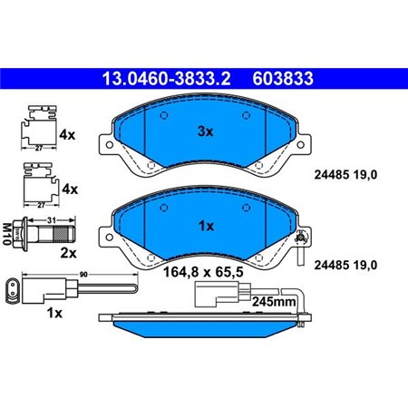 13.0460-3833.2 Brake Pad Set, disc brake ATE