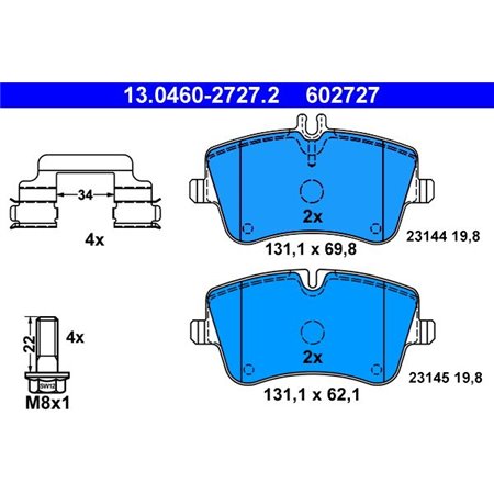 13.0460-2727.2 Brake Pad Set, disc brake ATE