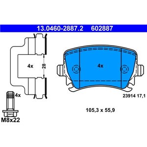 13.0460-2887.2 Piduriklotsi komplekt,ketaspidur ATE - Top1autovaruosad