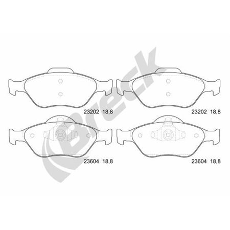 23202 00 702 00 Комплект тормозных колодок, дисковый тормоз BRECK