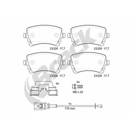 23326 00 702 10 Brake Pad Set, disc brake BRECK