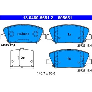 13.0460-5651.2 Комплект тормозных колодок, дисковый тормоз ATE     