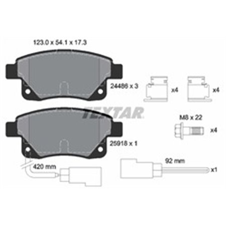 2448601 Piduriklotsi komplekt,ketaspidur TEXTAR