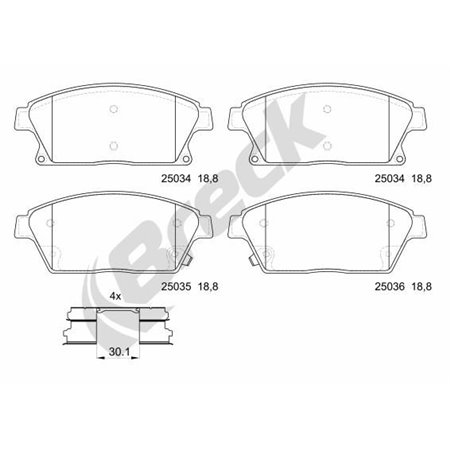 25034 00 701 10 Brake Pad Set, disc brake BRECK